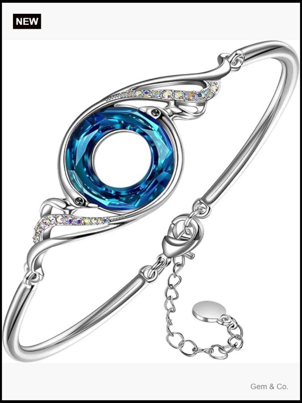 Adjustable Crystal Phoenix Bangle Bracelet with Jewelry Box